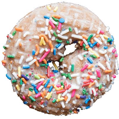 a picture of an Oliver's donut - Huckleberry